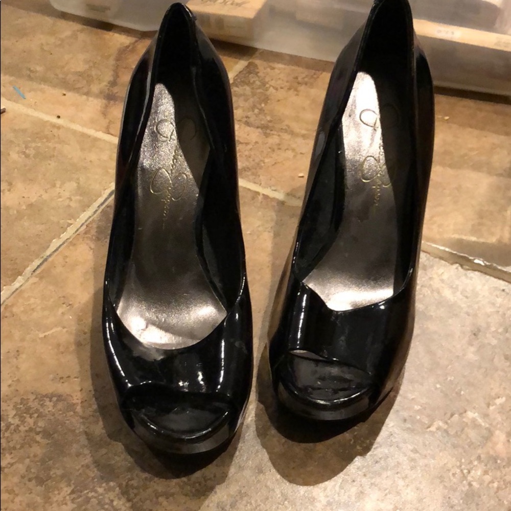 Jessica Simpson Black Patent Peeptoe Heels
